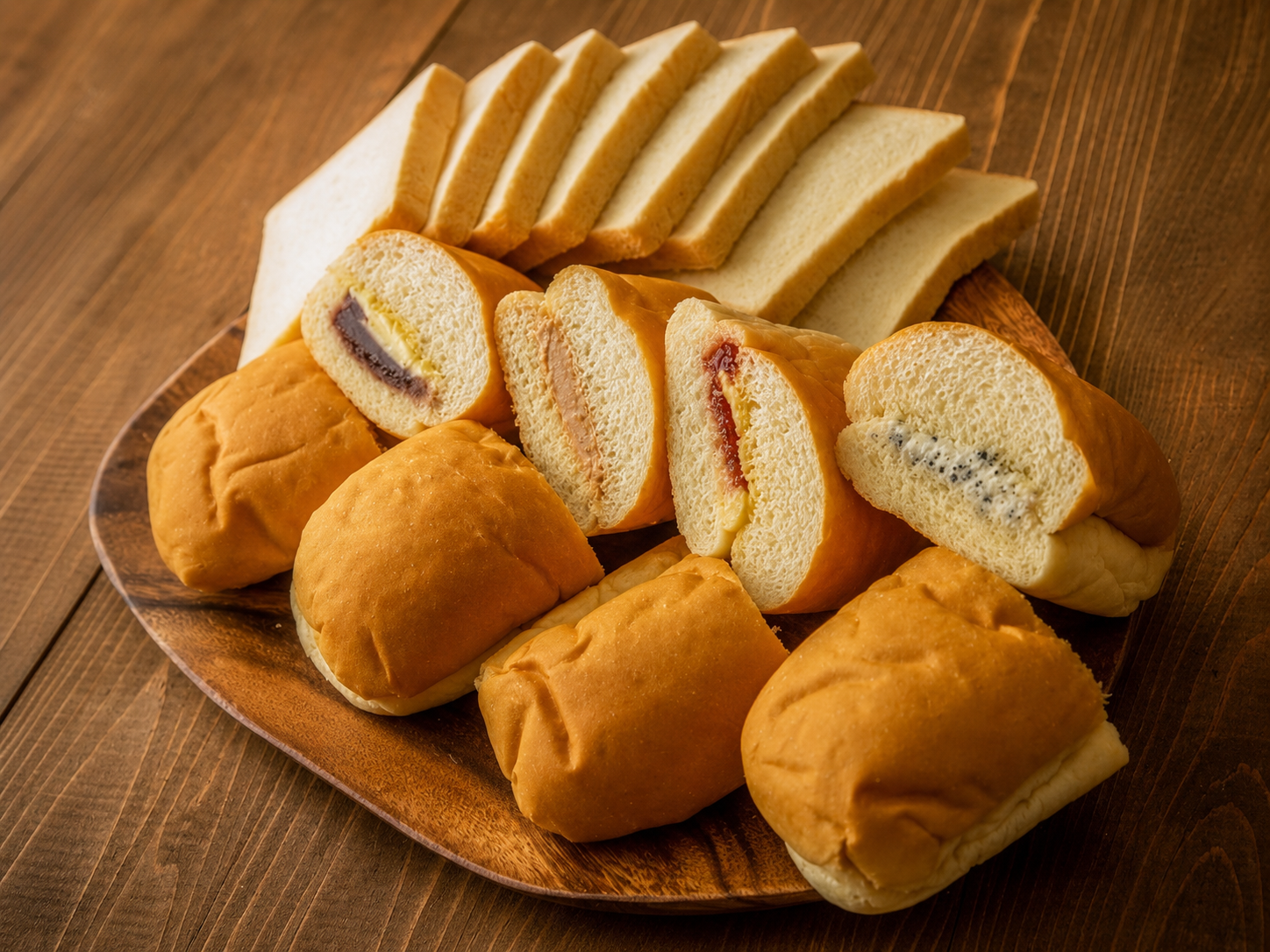 ４種のコッペパン＆食パンセット（あんバター、ジャムバター、クッキー＆バニラ、粒入りピーナッツ）